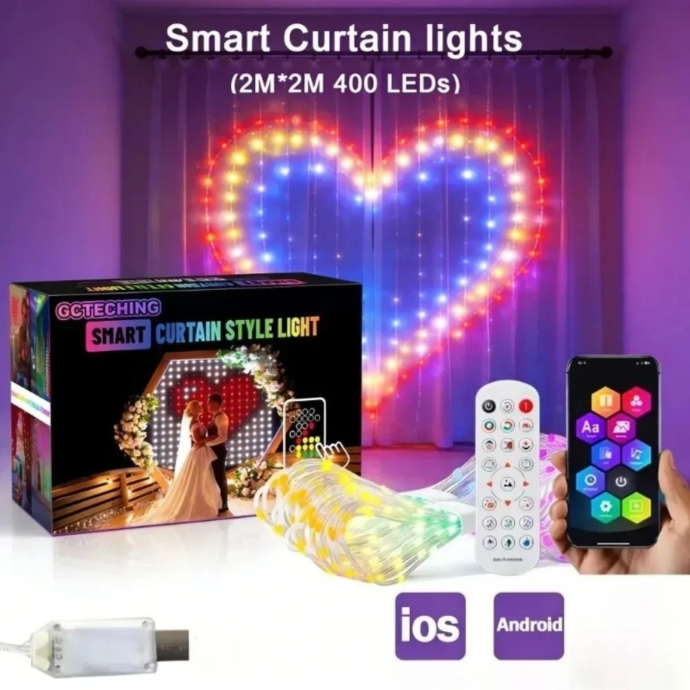 Lighting Christmas Decor - Outdoor LED Pixel Curtain Lights Bluetooth