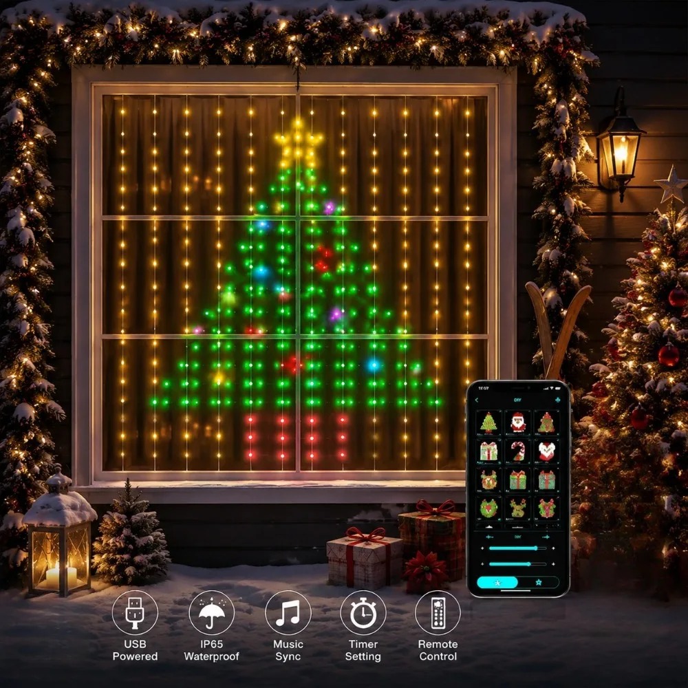 Outdoor LED Pixel Curtain Ligh - Lighting Christmas Decor review and price