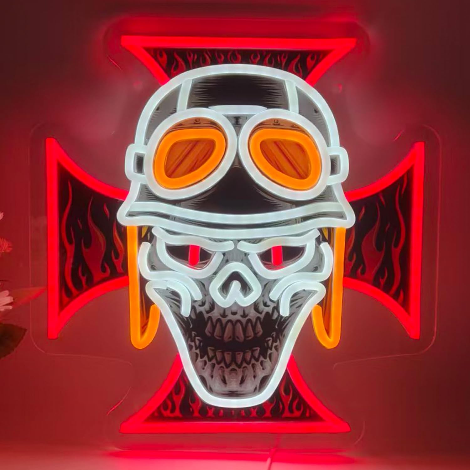 Biker Skull Cross LED Neon Sig - Lighting Christmas Decor review and price