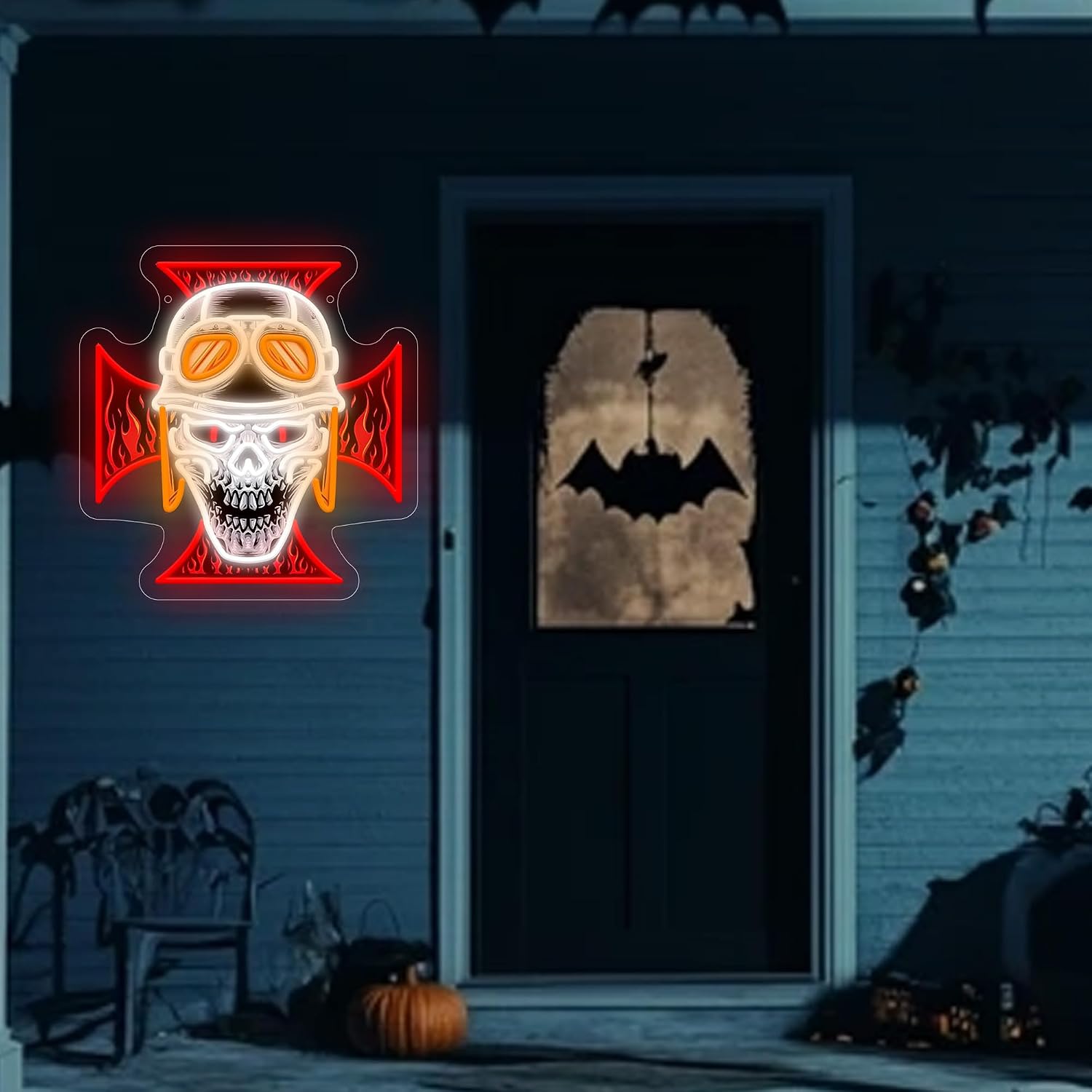 Biker Skull Cross LED Neon Sig - Lighting Christmas Decor review and price