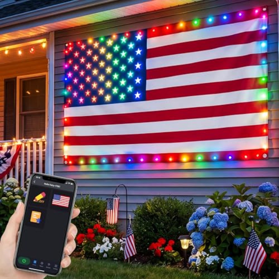 Smart Lighted American Flag 3x - Up Lighting Decor review and price