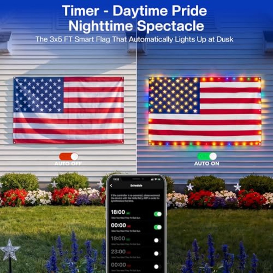 Smart Lighted American Flag 3x - Up Lighting Decor review and price