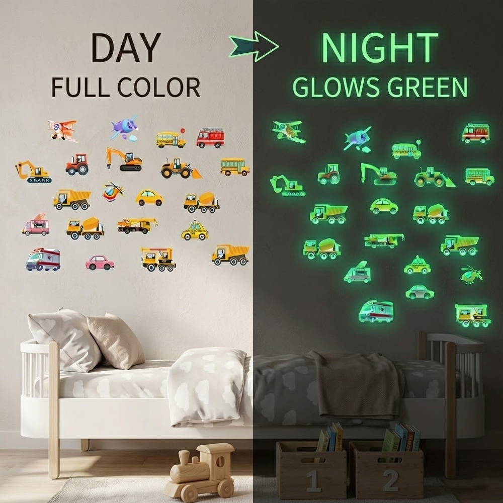 Luminous Car Wall Sticker 21Pc - Lighting Mcqueen Bedroom Decor review and price