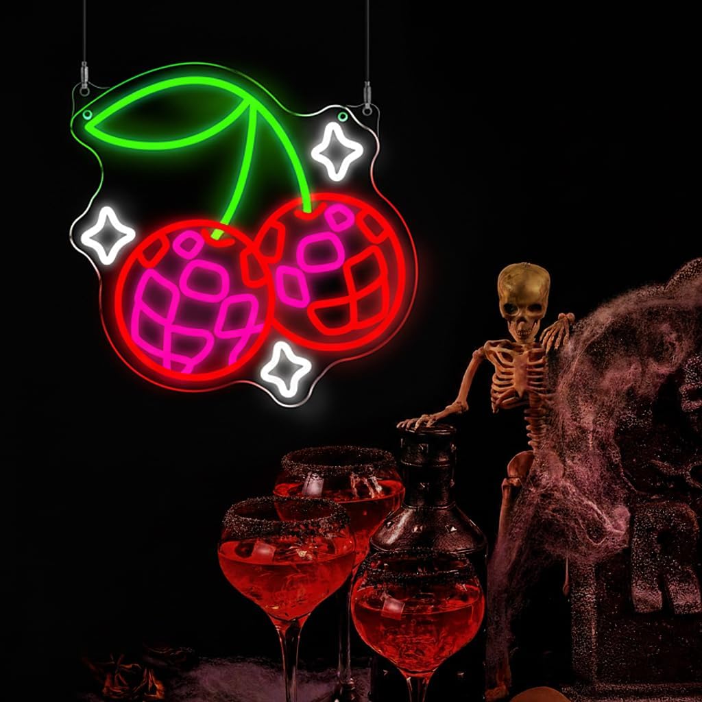 Disco Ball Cherry LED Neon Sig - Lighting Christmas Decor review and price