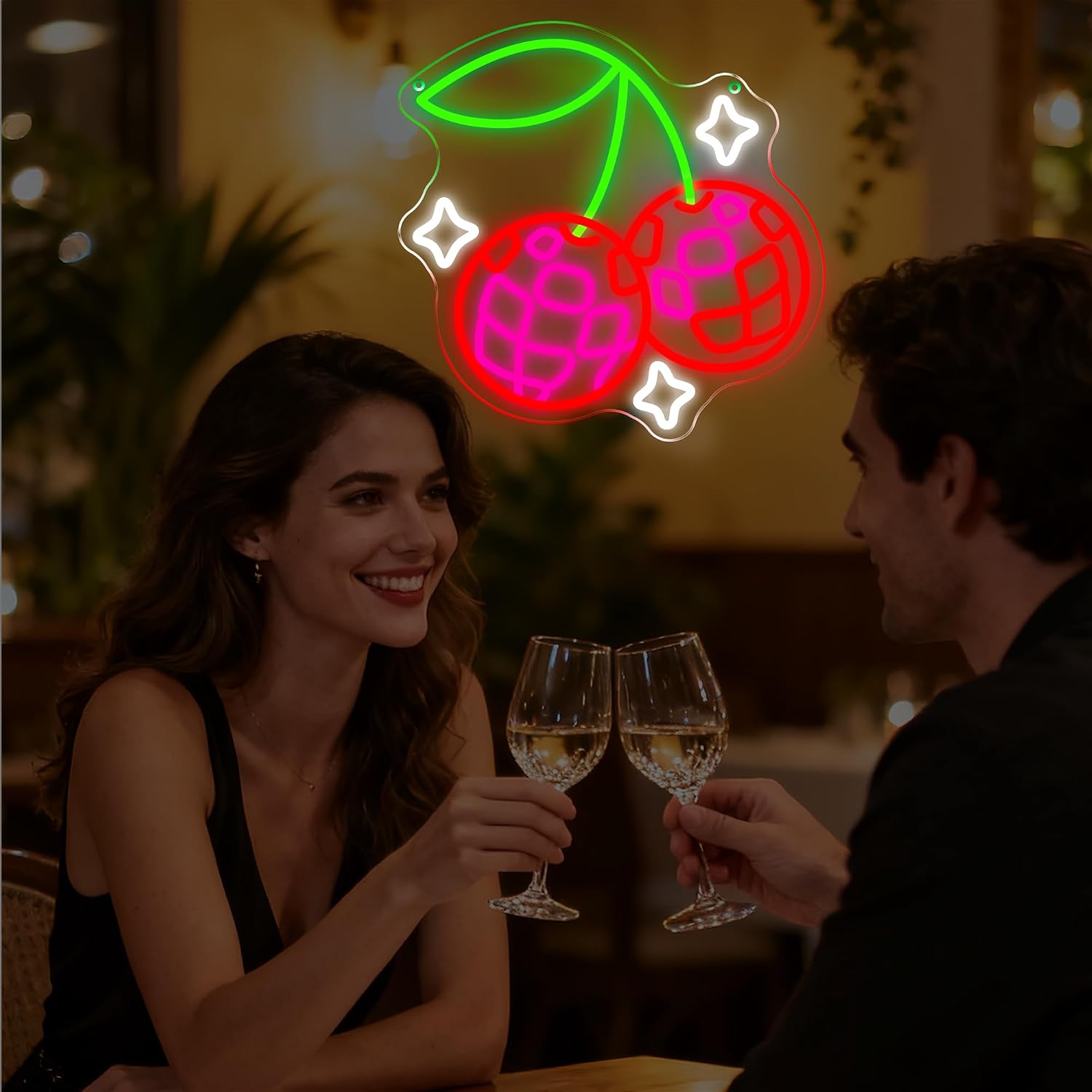 Disco Ball Cherry LED Neon Sig - Lighting Christmas Decor review and price