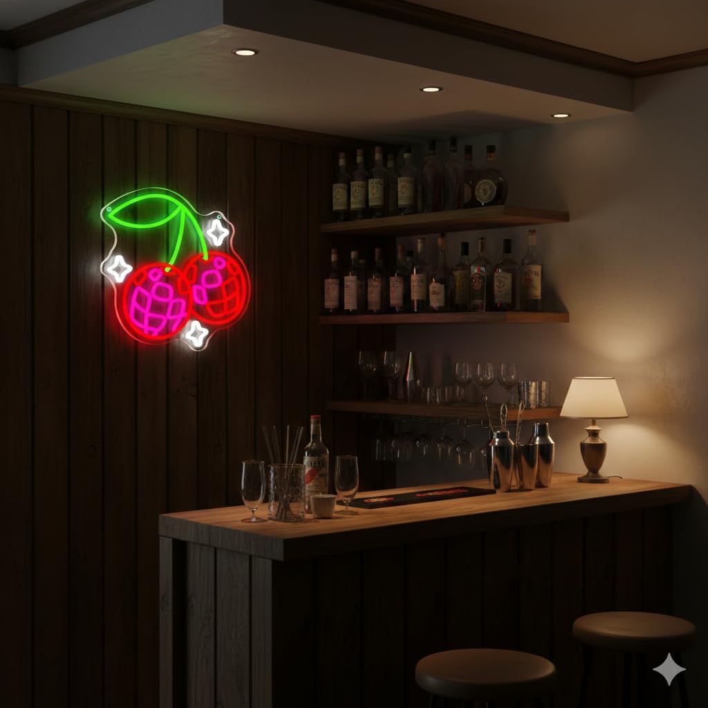 Disco Ball Cherry LED Neon Sig - Lighting Christmas Decor review and price